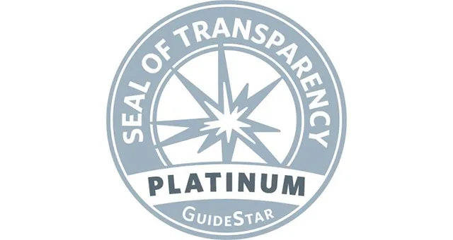 The GuideStar Platinum seal of transparency, a mark of the nonprofit's reliability as it pertains to fiscal responsibility.