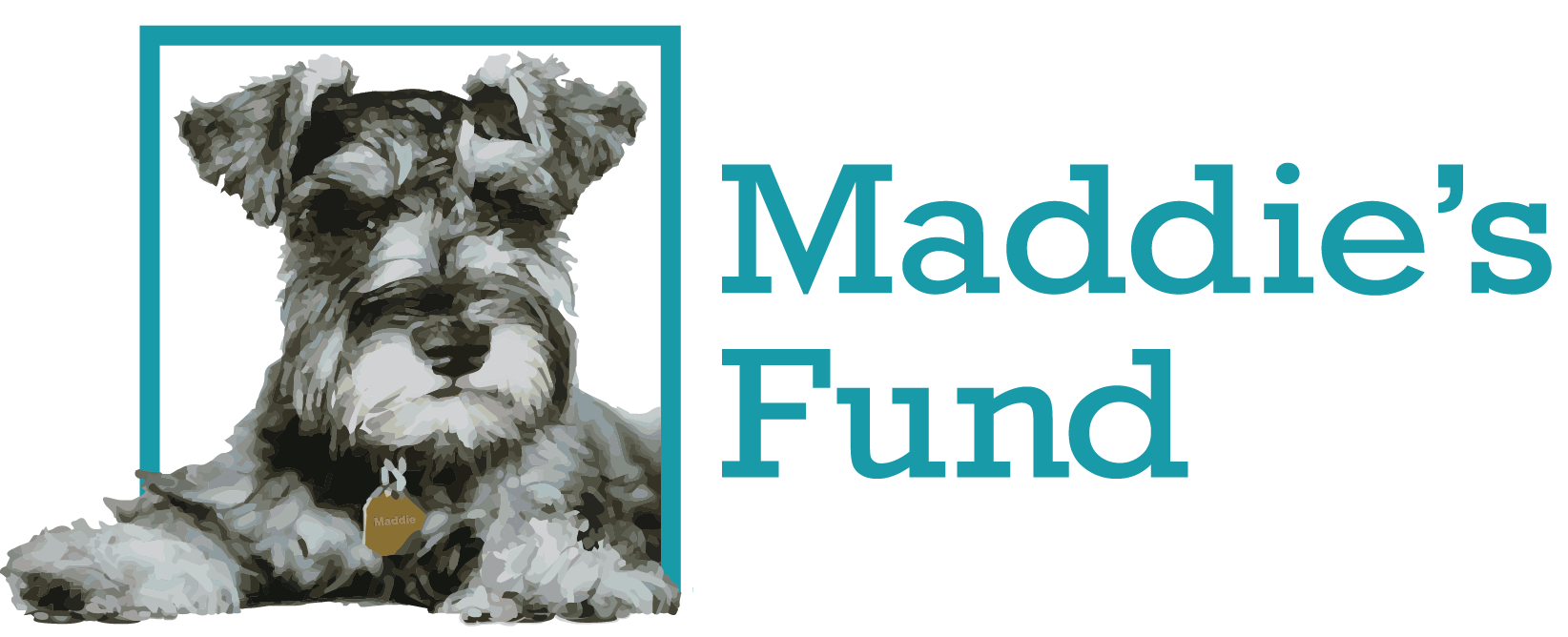 Maddie's Fund logo - a Scottie dog sits in a frame to the left, with Maddie's Fund written in a teal serifed font to the right.